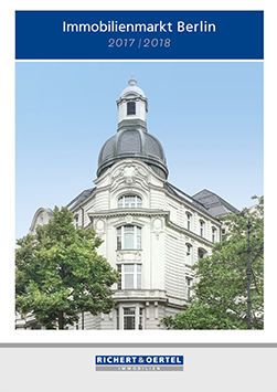 Titelblatt des Berichts 'Immobilienmarkt Berlin 2017/2018' von Richert & Oertel mit klassischem Kuppelgebäude.