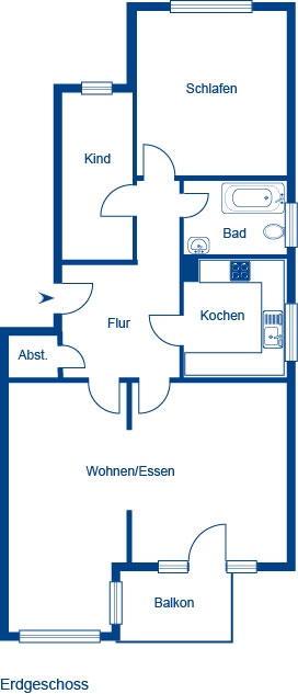 Grundriss, Wohneinheit 02 Erdgeschoss links