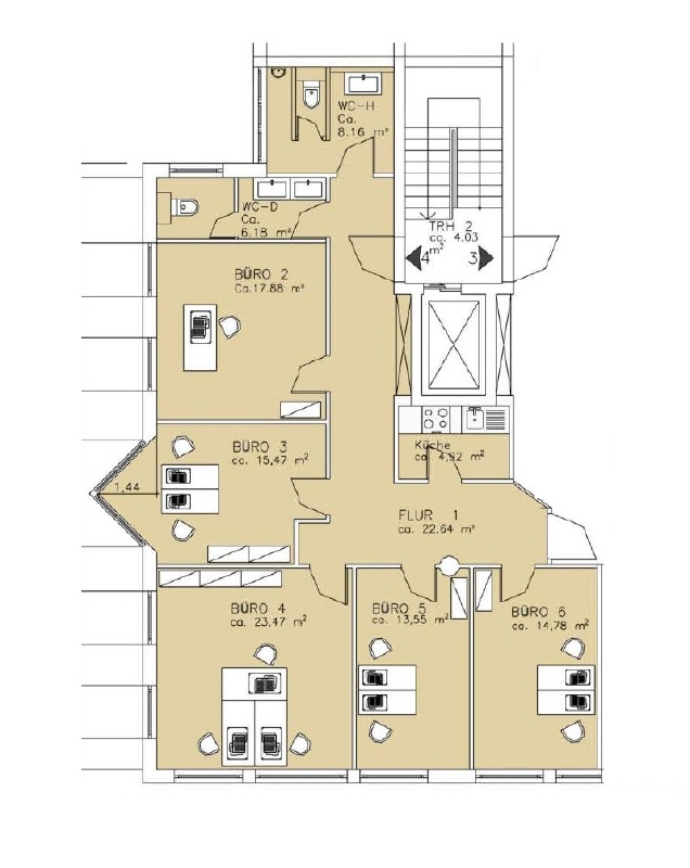 Grundriss Teilfläche mit ca 128 qm