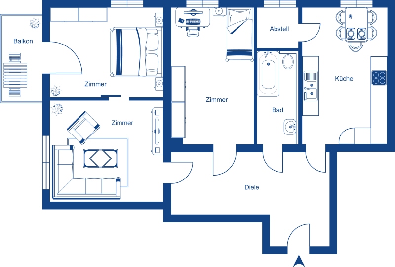 Grundriss WE 02, Erdgeschoss mitte
